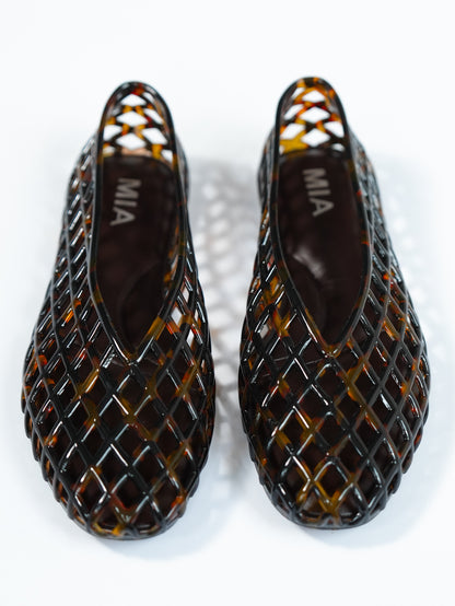 MIA Tortoise Jelly Cage Slip On Flat Shoes