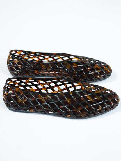 MIA Tortoise Jelly Cage Slip On Flat Shoes