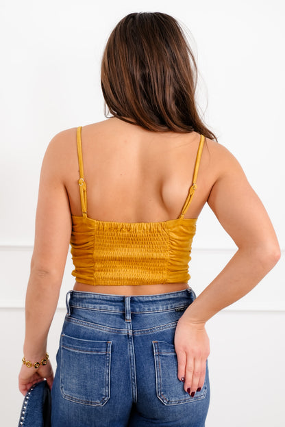 Pleated Sleeveless Crop Top