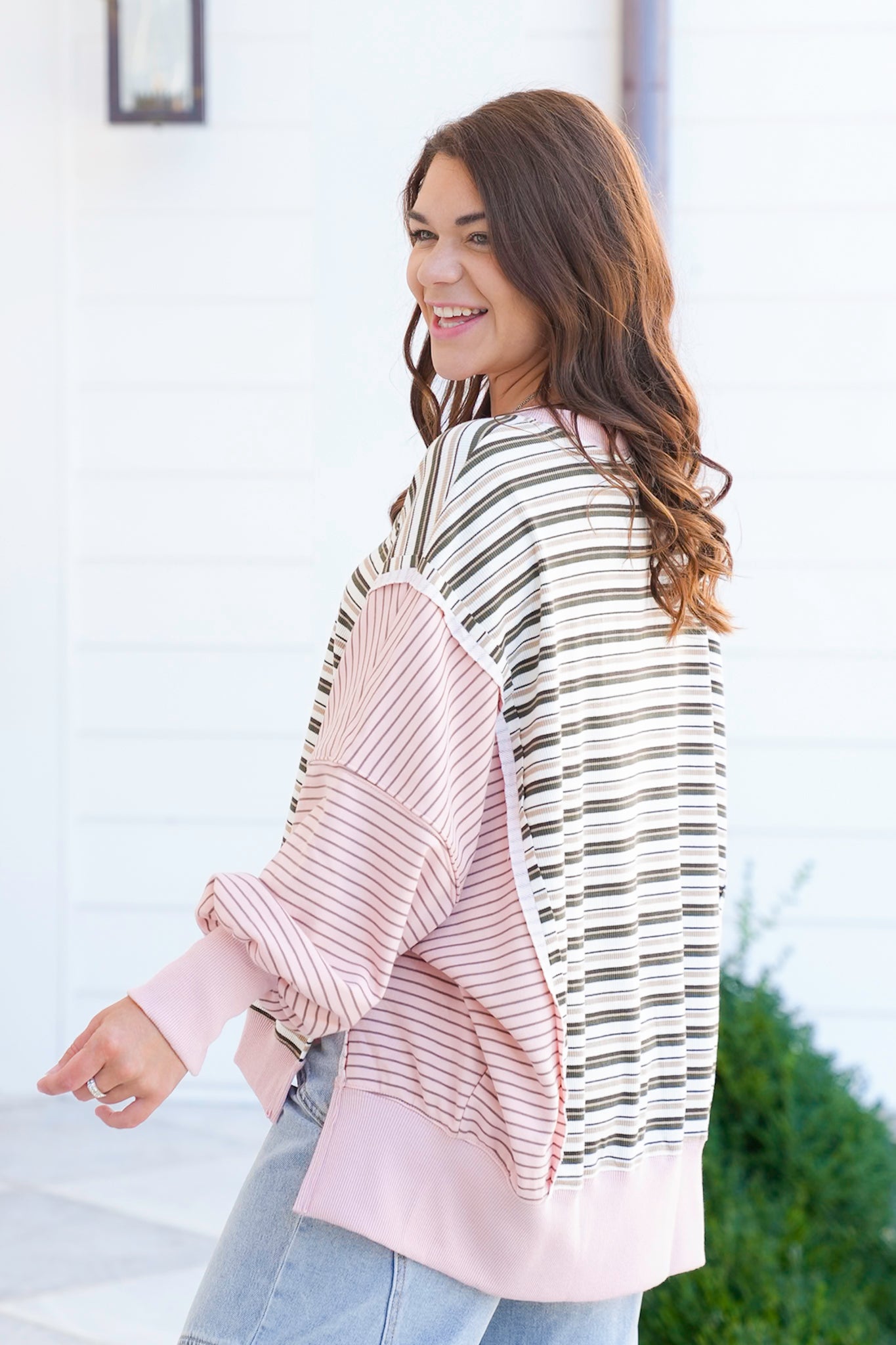 Stripe Color Block Long Sleeve Top
