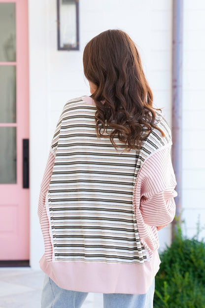 Stripe Color Block Long Sleeve Top