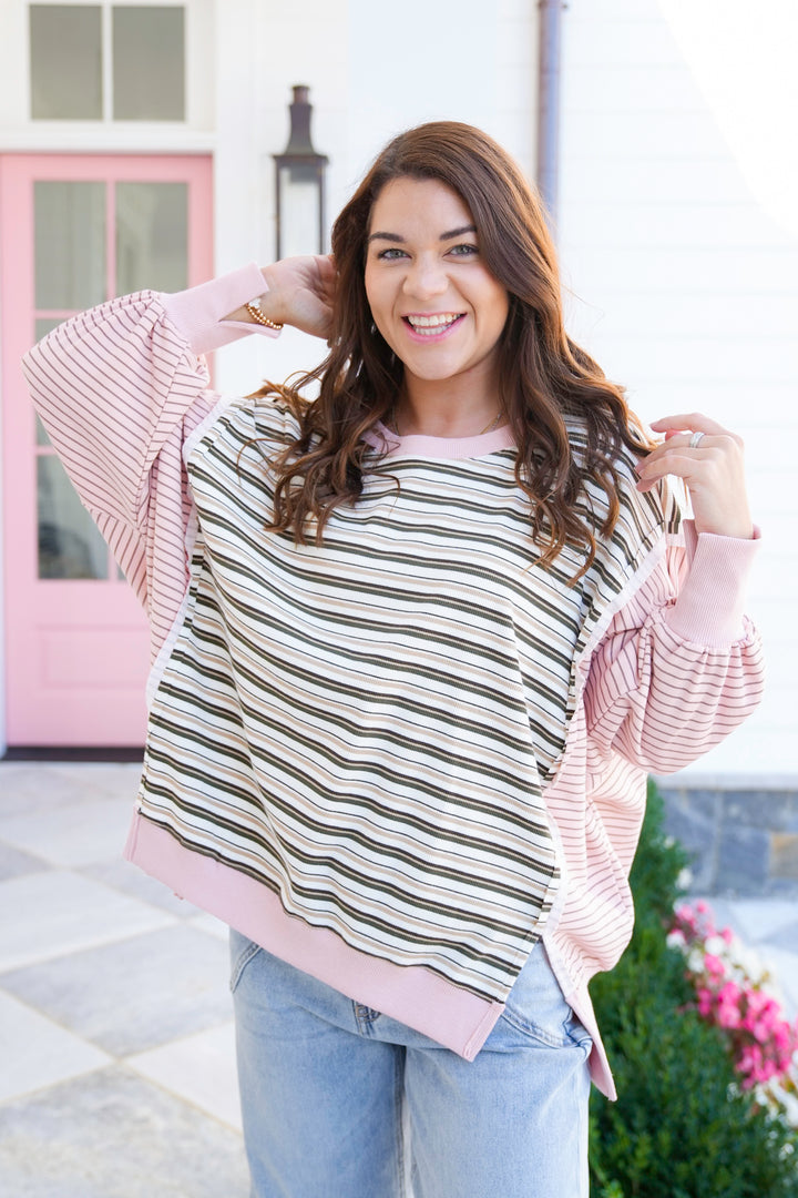 Stripe Color Block Long Sleeve Top