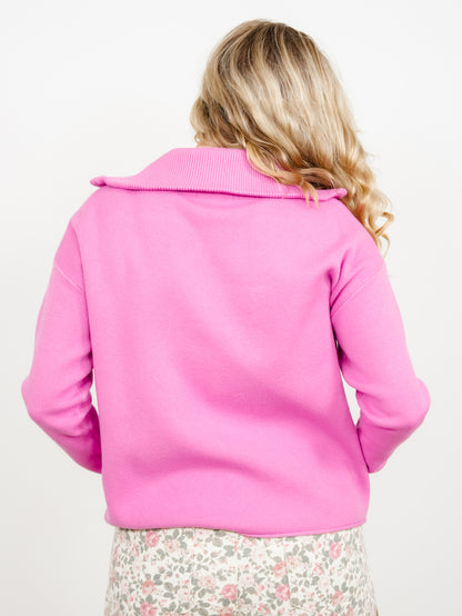 Solid Long Sleeve Half Zip Sweater