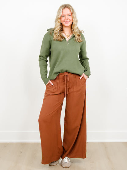 Solid Long Sleeve Half Zip Sweater