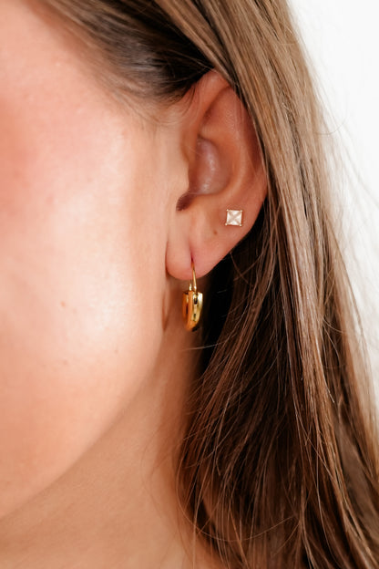 18k Waterproof Non-Tarnish Stainless Steel Crescent Hoops