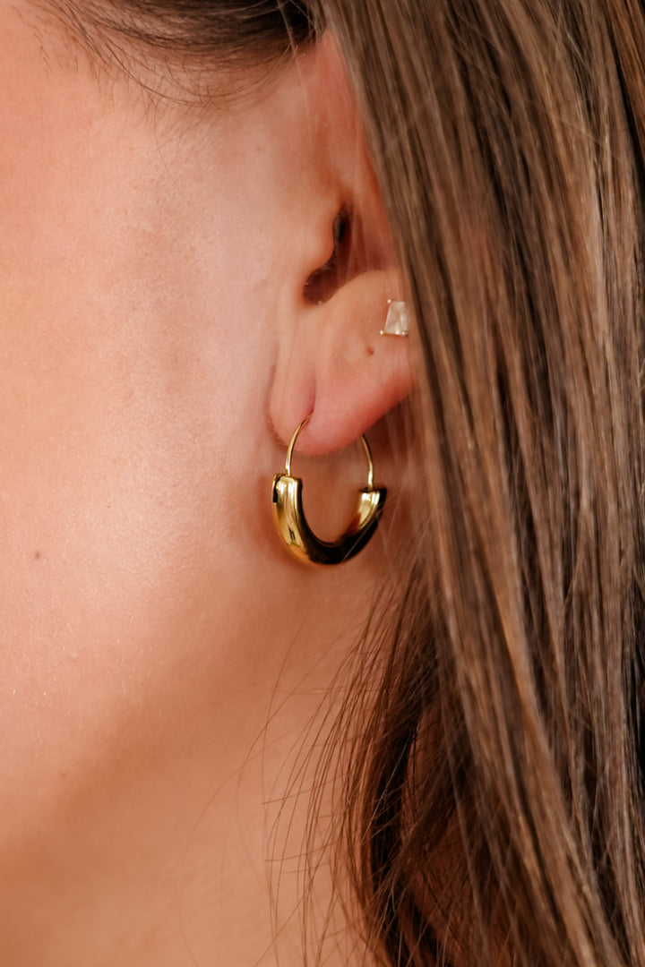 18k Waterproof Non-Tarnish Stainless Steel Crescent Hoops