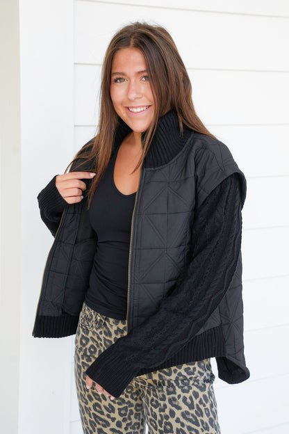 Textured Long Sleeve Zip Up Jacket With Side Pockets