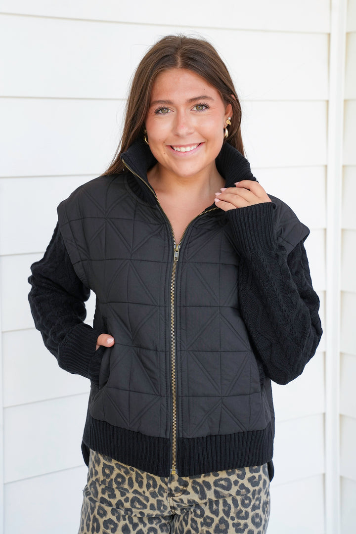 Textured Long Sleeve Zip Up Jacket With Side Pockets