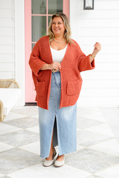 POL Knit 3/4 Cuffed Sleeve Open Front Cardigan