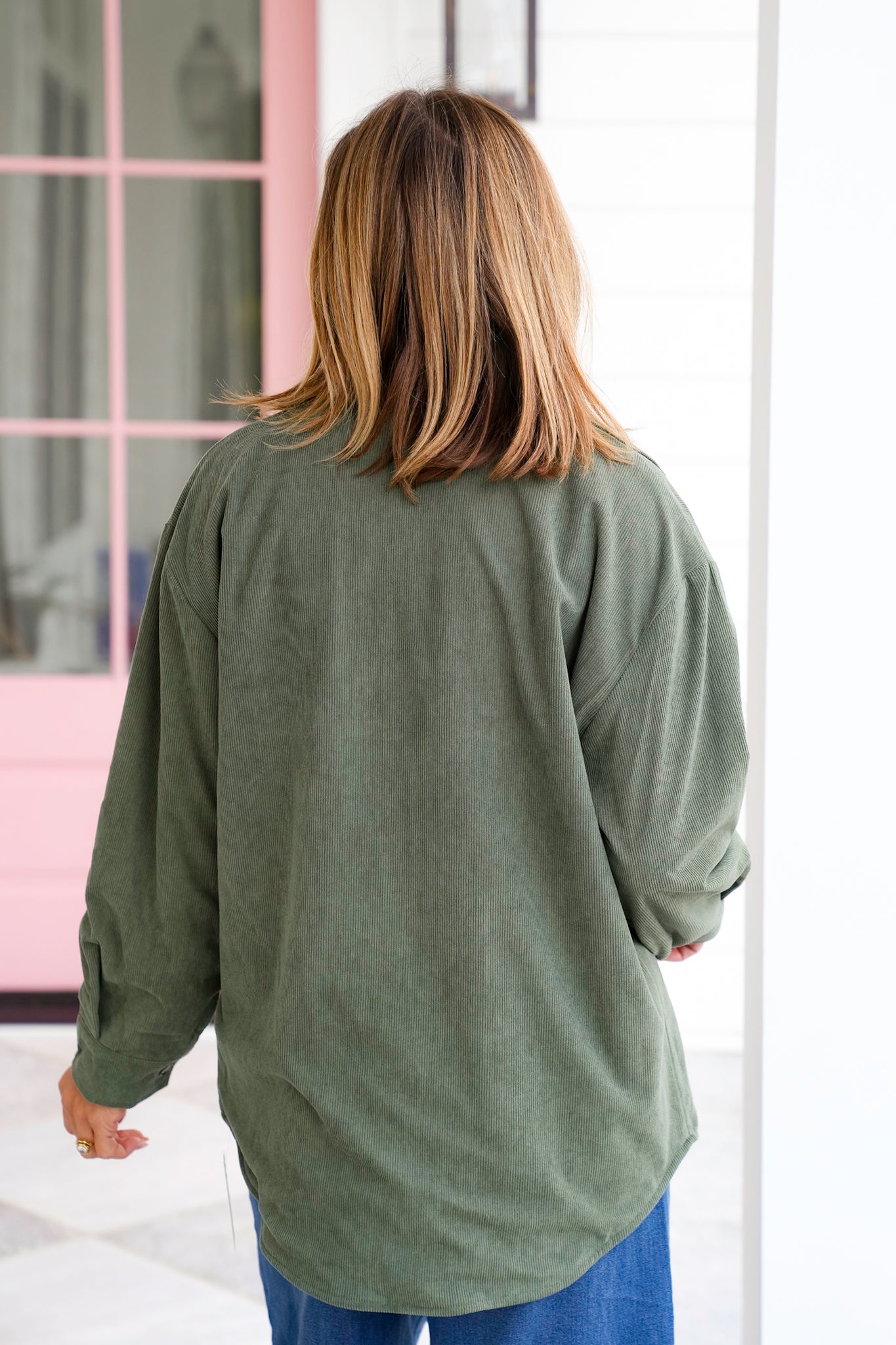 Corduroy and Plaid Reversible Long Sleeve Shacket