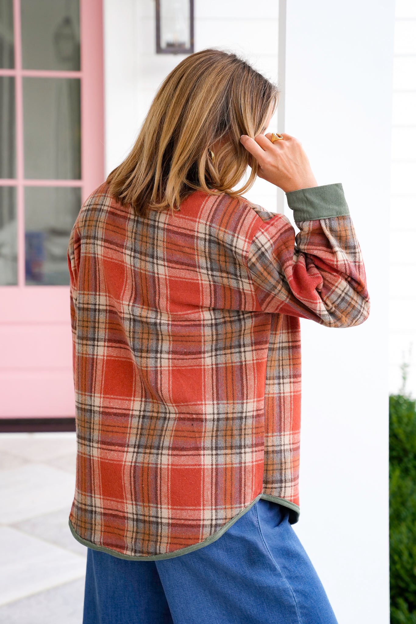 Corduroy and Plaid Reversible Long Sleeve Shacket