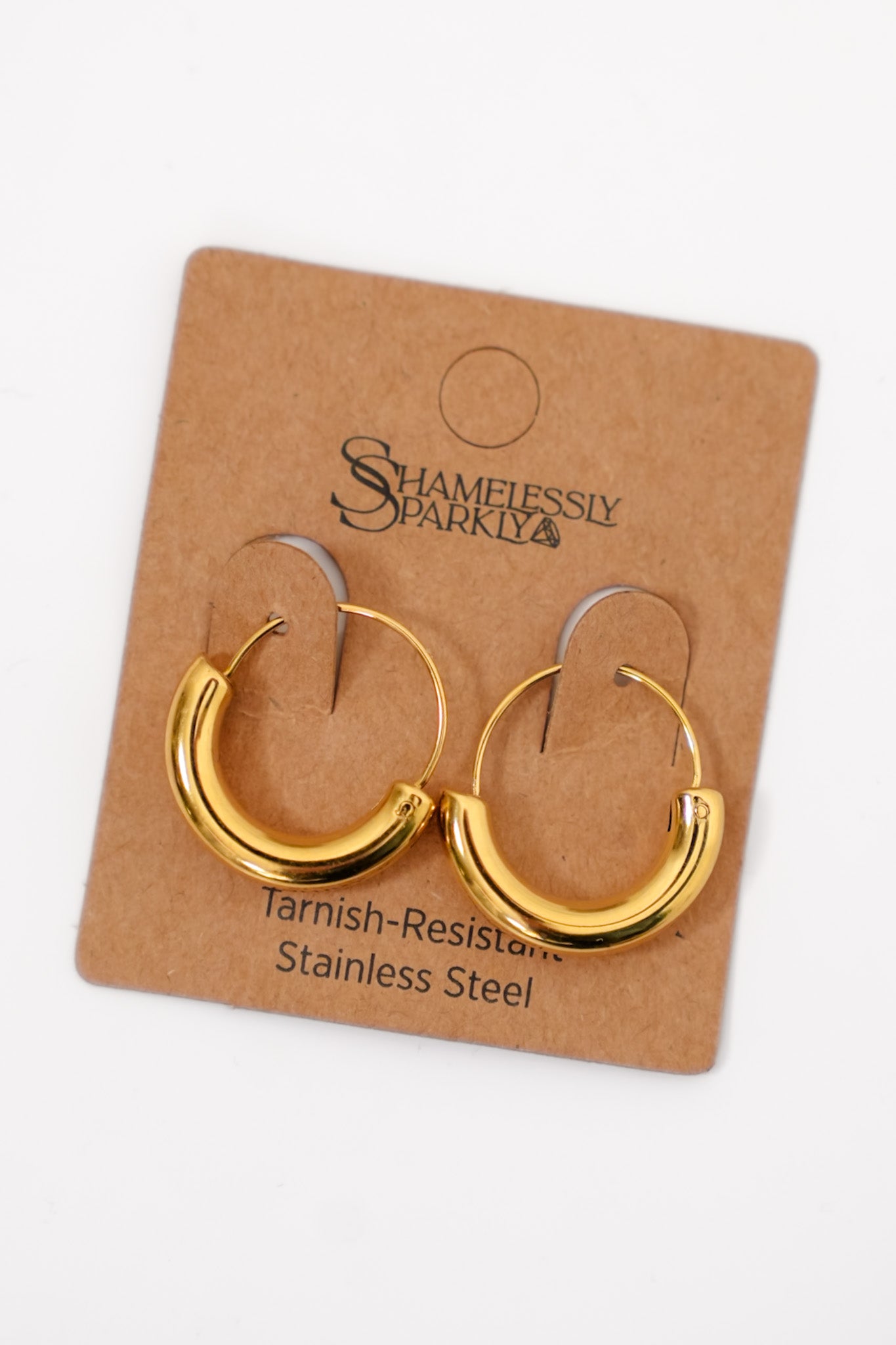 18k Waterproof Non-Tarnish Stainless Steel Crescent Hoops