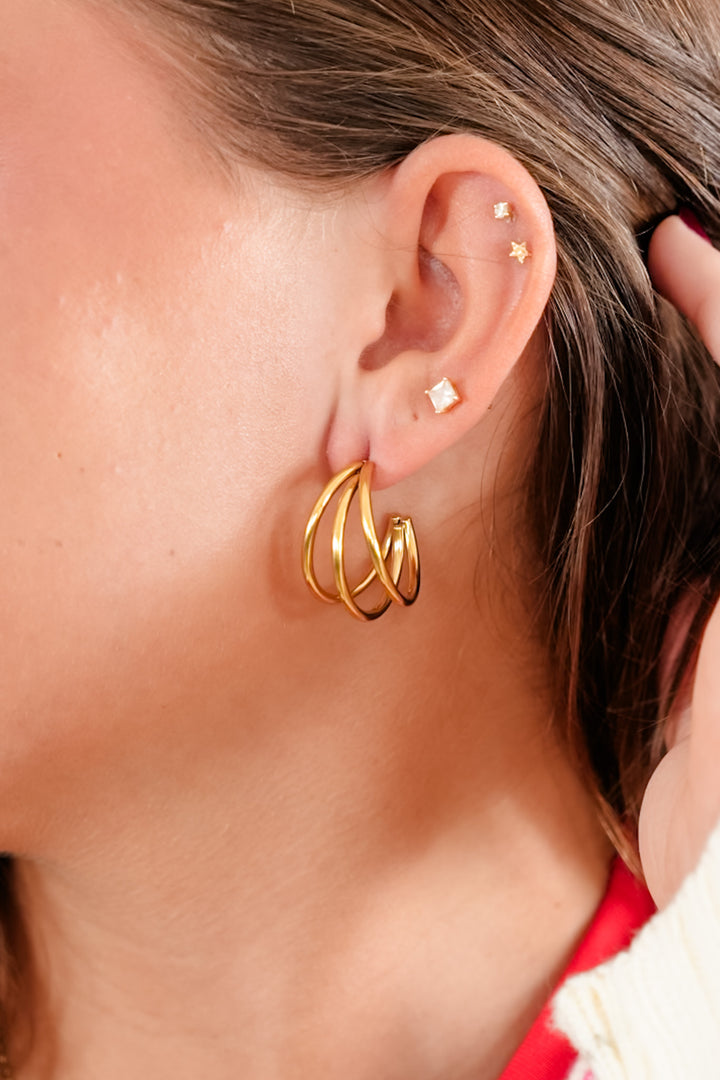 Restock! 18k Waterproof Non-Tarnish Stainless Steel Stacked Ring Hoops