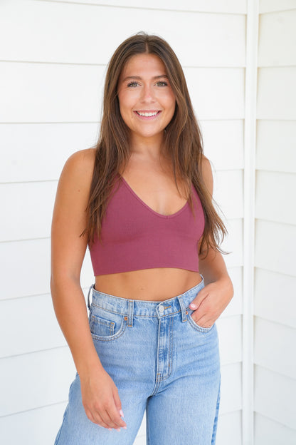 Seamless Ribbed Triangle Chest Spaghetti Brami