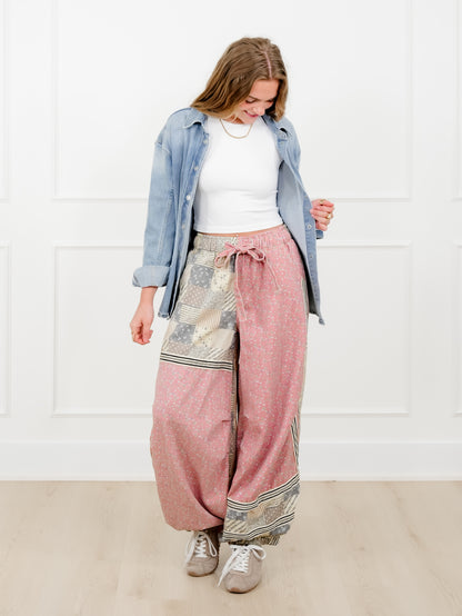 POL Floral Print Elastic Waist Jogger Pants