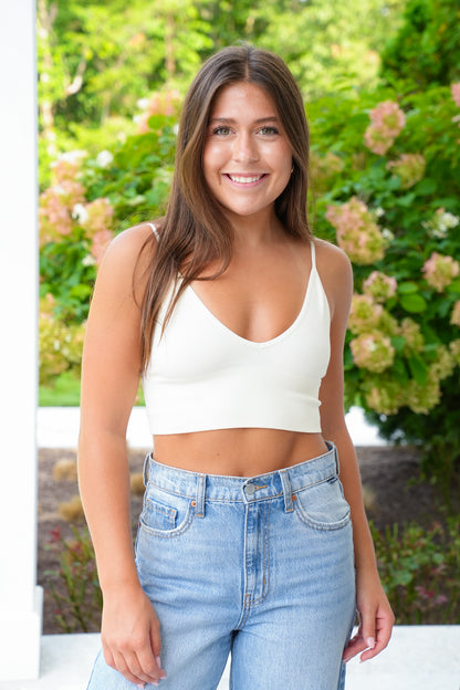 Seamless Ribbed Triangle Chest Spaghetti Brami