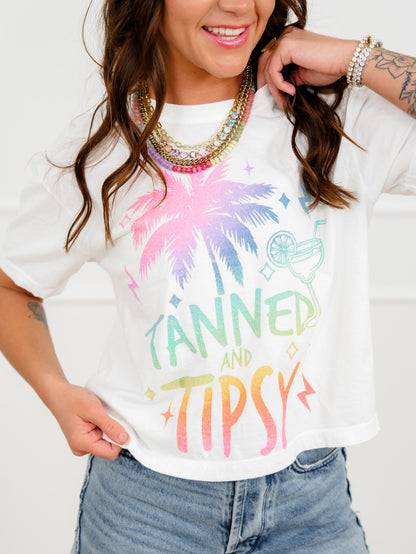 Plus/Reg Short Sleeve "Tanned and Tipsy" Graphic Tee