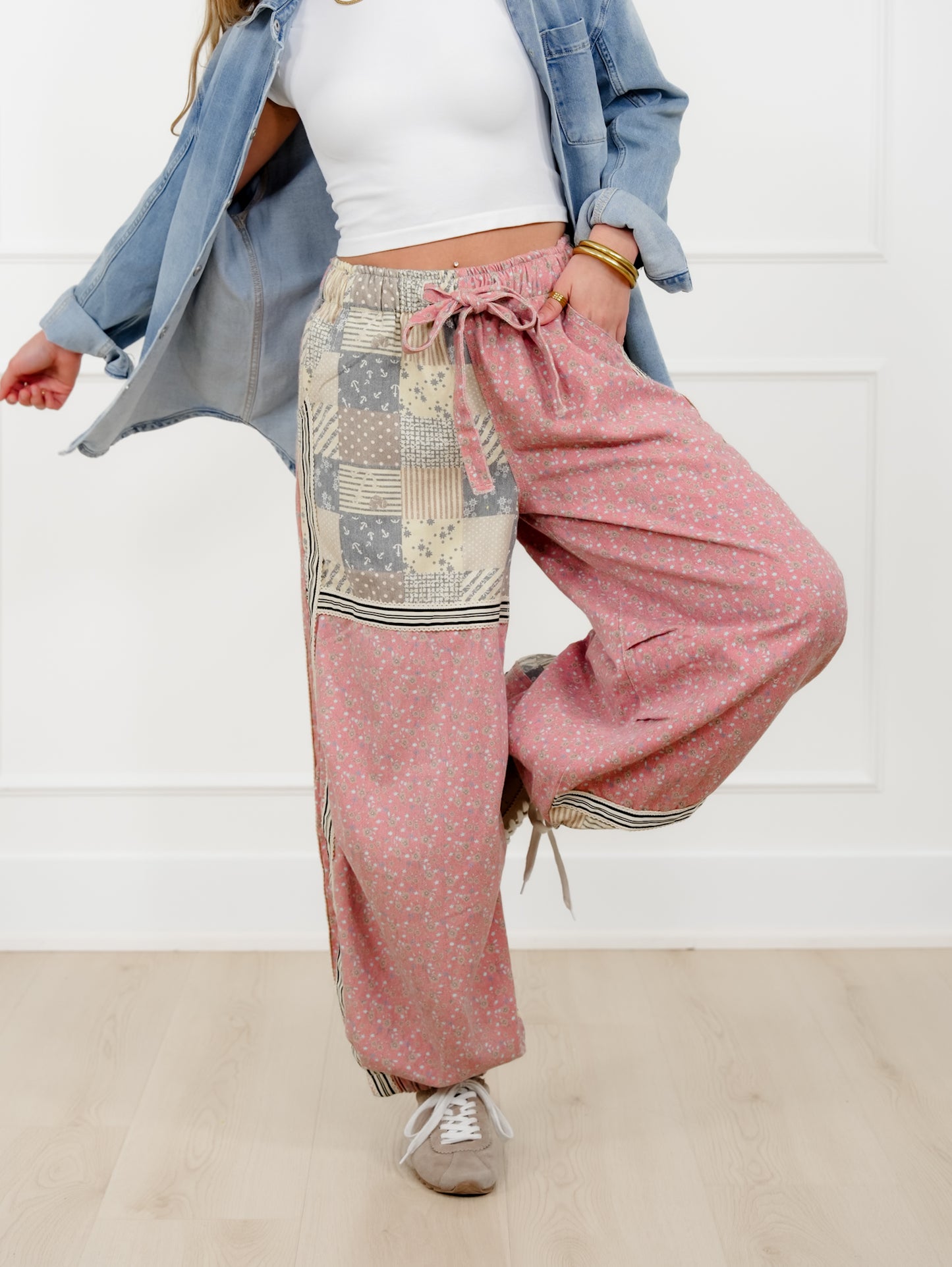 POL Floral Print Elastic Waist Jogger Pants