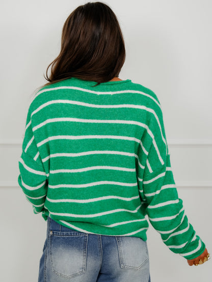 Striped Long Sleeve Button Down Cardigan