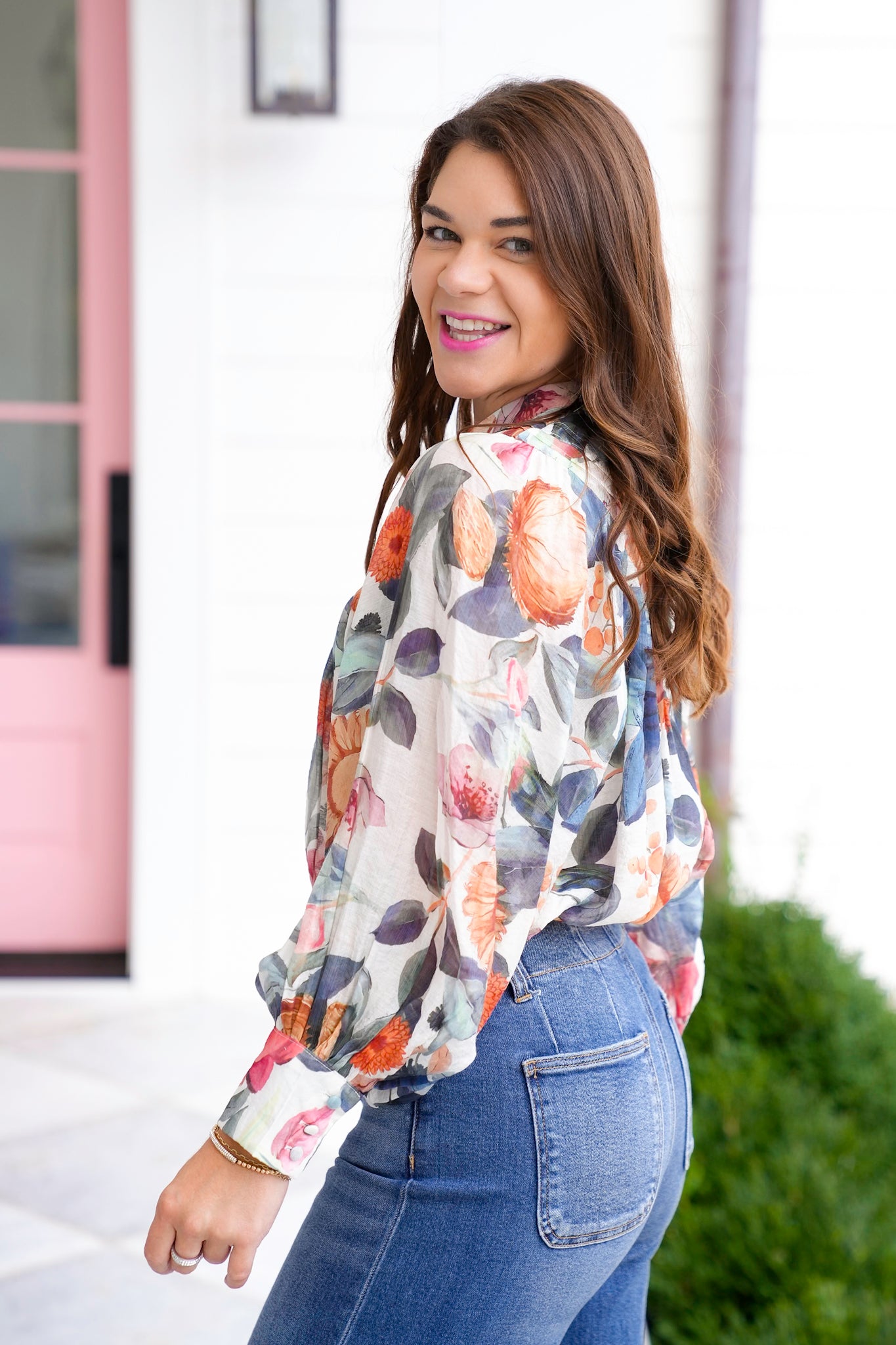 Floral print Long Sleeve Button Down
