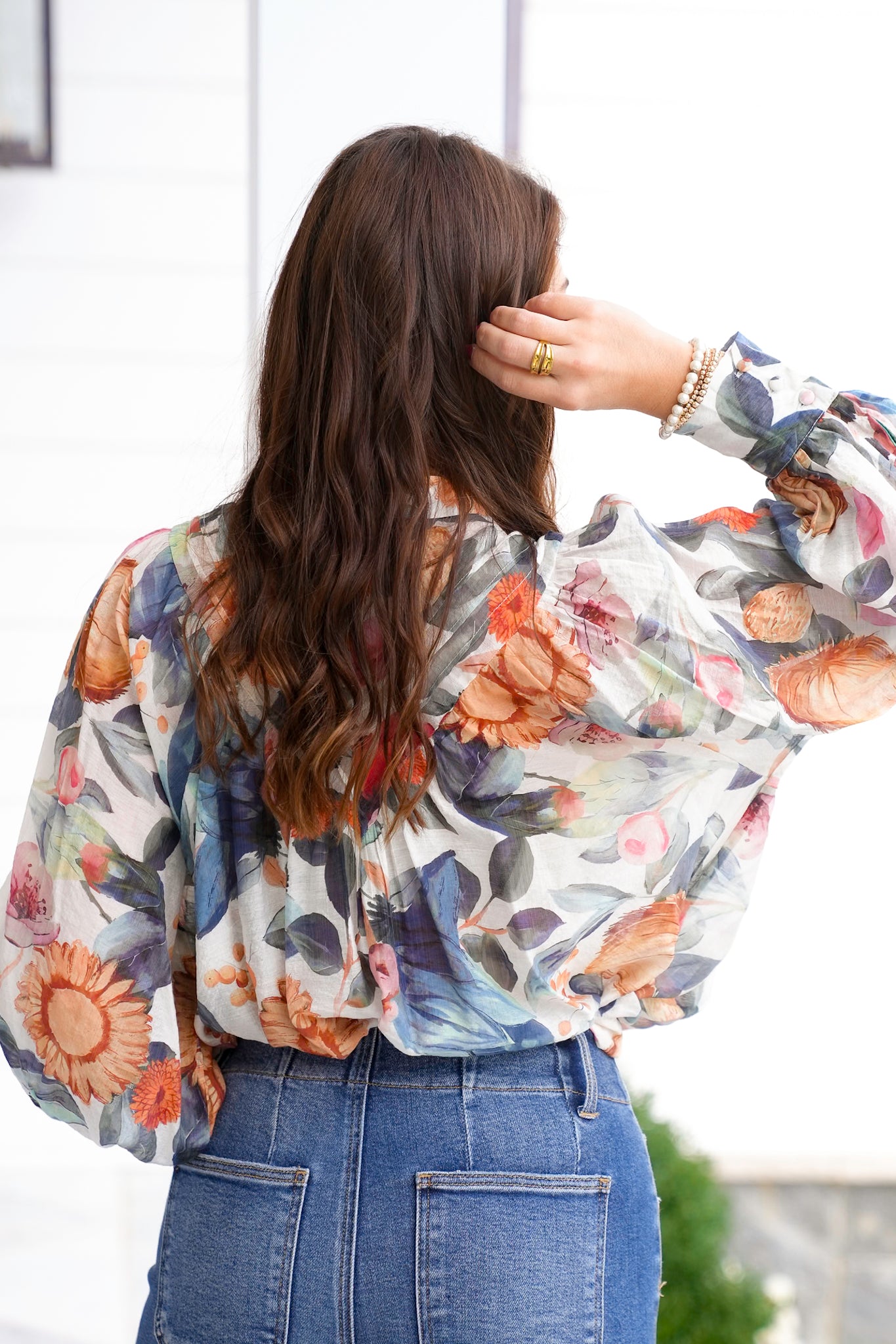 Floral print Long Sleeve Button Down