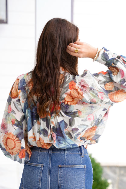 Floral print Long Sleeve Button Down