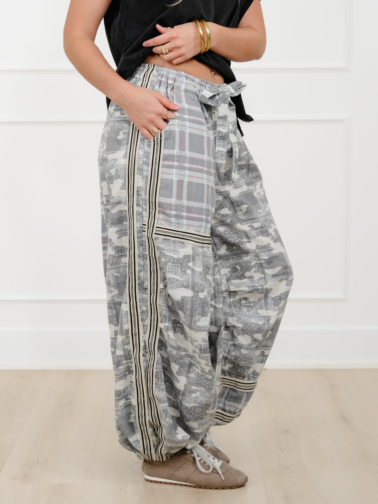 POL Camo Print Elastic Waist Jogger Pants