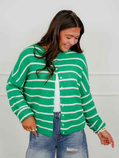 Striped Long Sleeve Button Down Cardigan