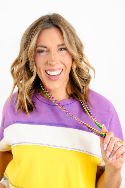Aapparella Mardi Gras Long Beaded Necklace Set