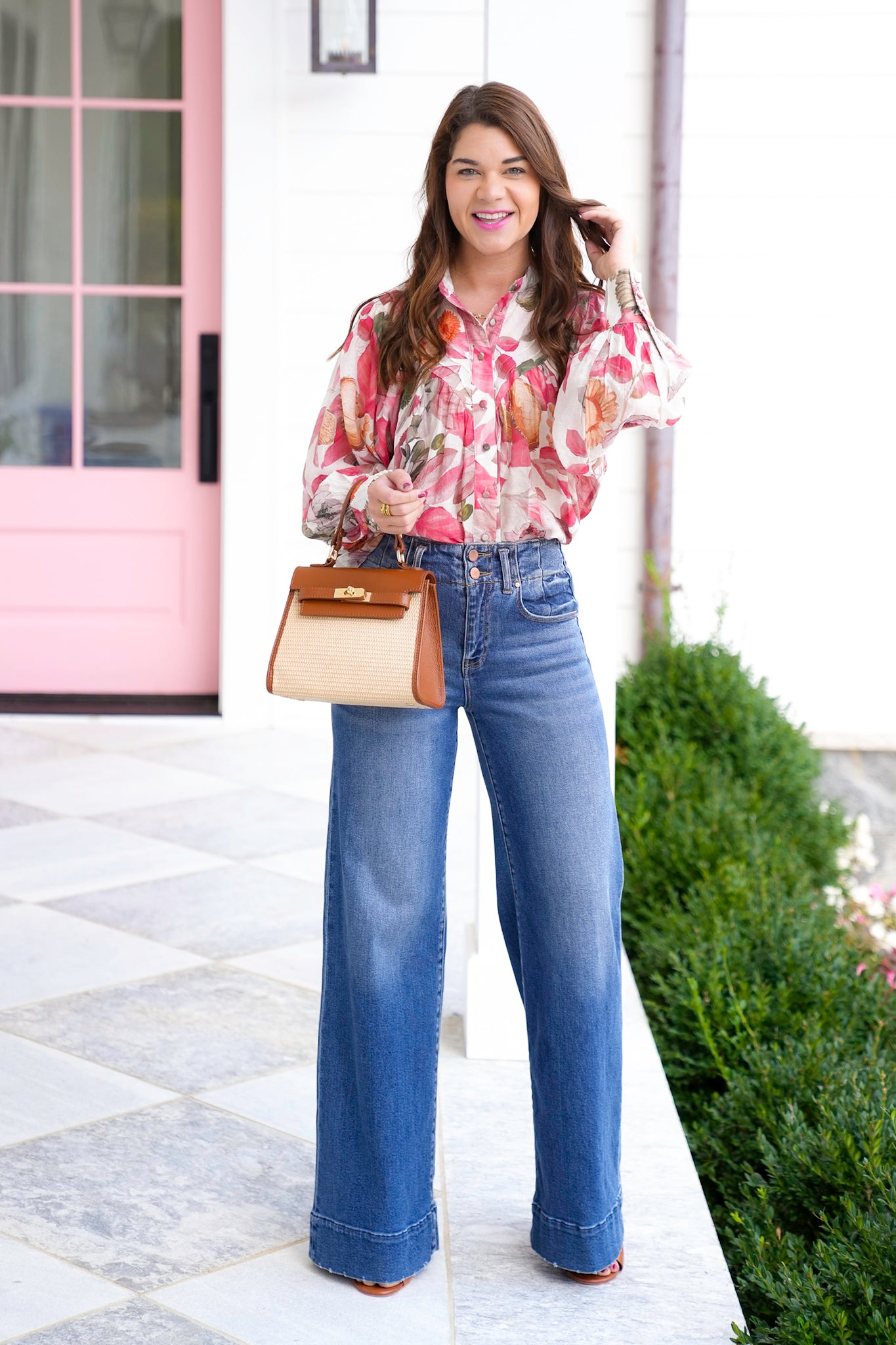 Floral print Long Sleeve Button Down