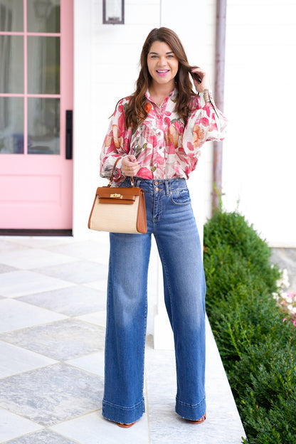 Floral print Long Sleeve Button Down