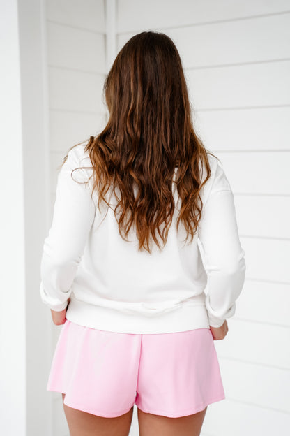 Plus/Reg White Bride Long Sleeve Pullover Top