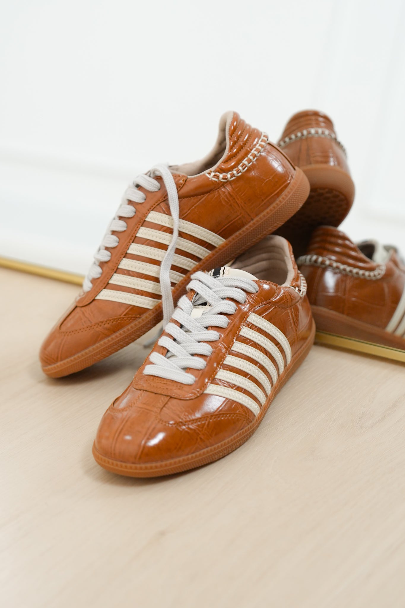 Shu Shop Croc Embossed Stripe Sneaker