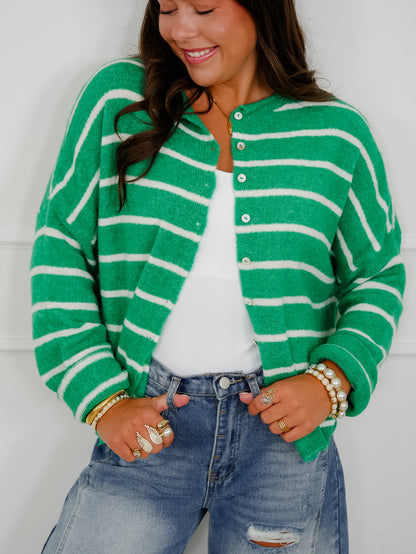 Striped Long Sleeve Button Down Cardigan