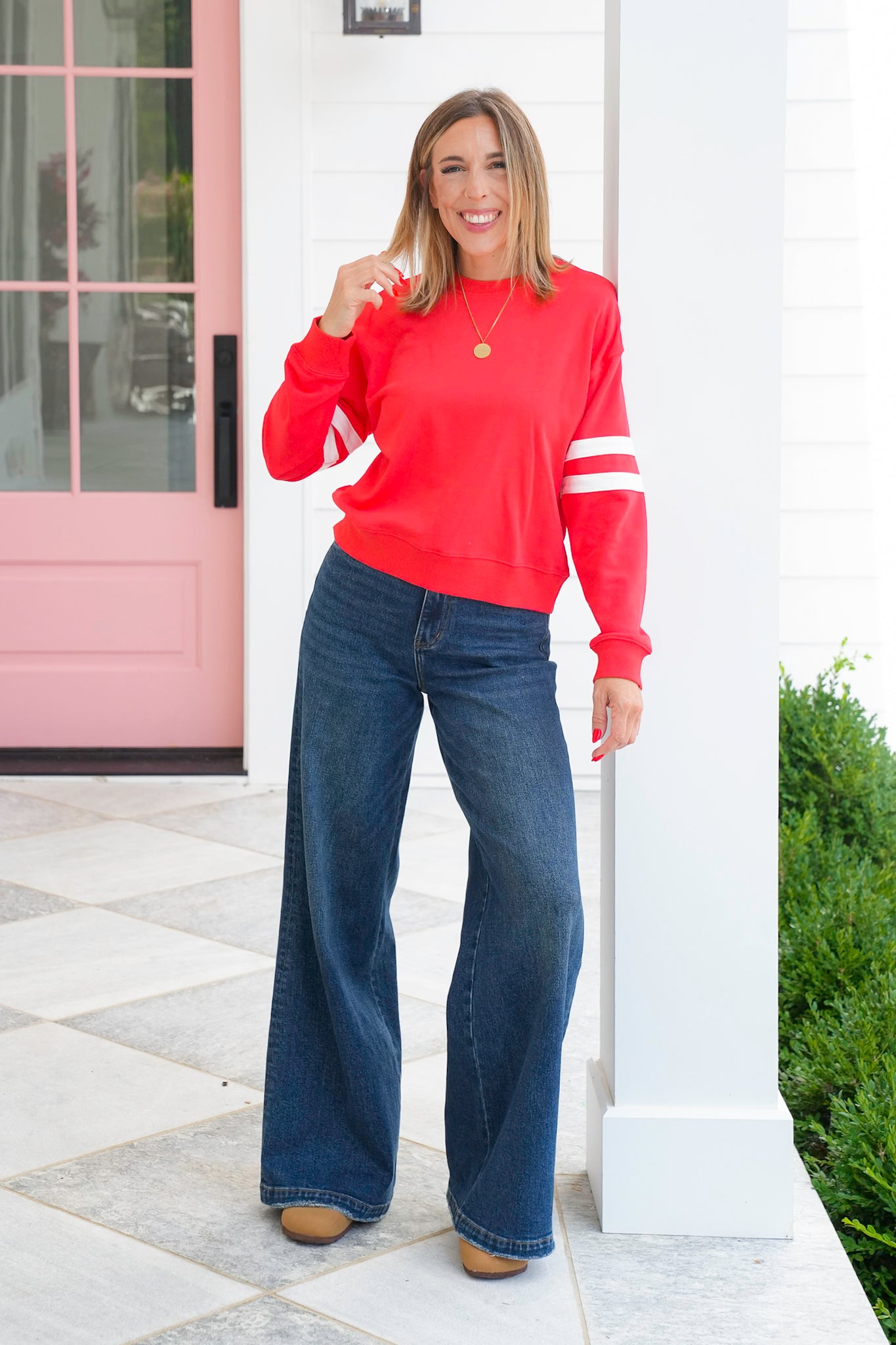Varsity Striped Long Sleeve Knit Pullover