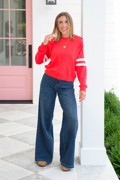 Varsity Striped Long Sleeve Knit Pullover