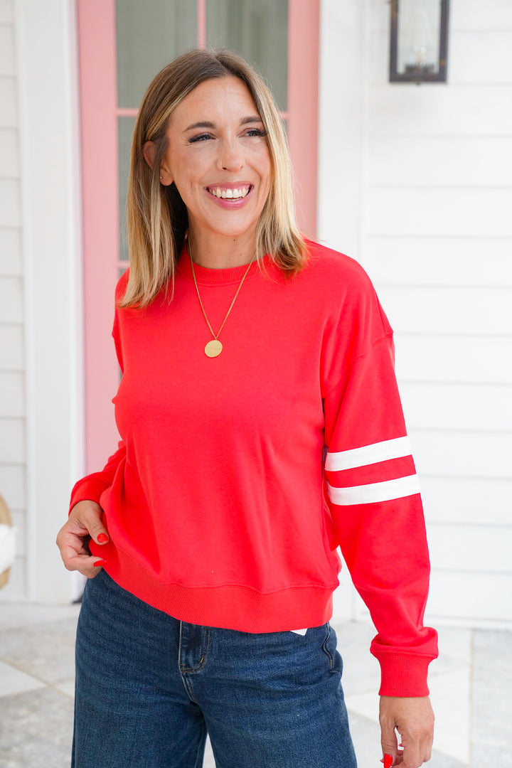Varsity Striped Long Sleeve Knit Pullover