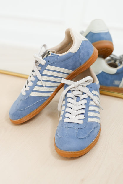 Shu Shop Vegan Suede Stripe Lace Up Retro Sneaker