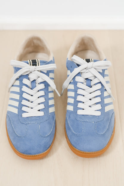 Shu Shop Vegan Suede Stripe Lace Up Retro Sneaker