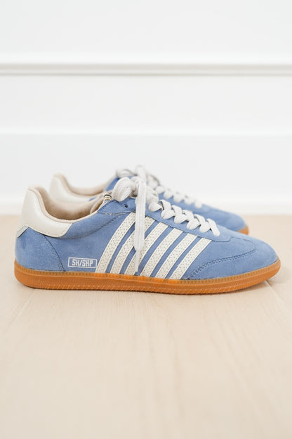 Shu Shop Vegan Suede Stripe Lace Up Retro Sneaker