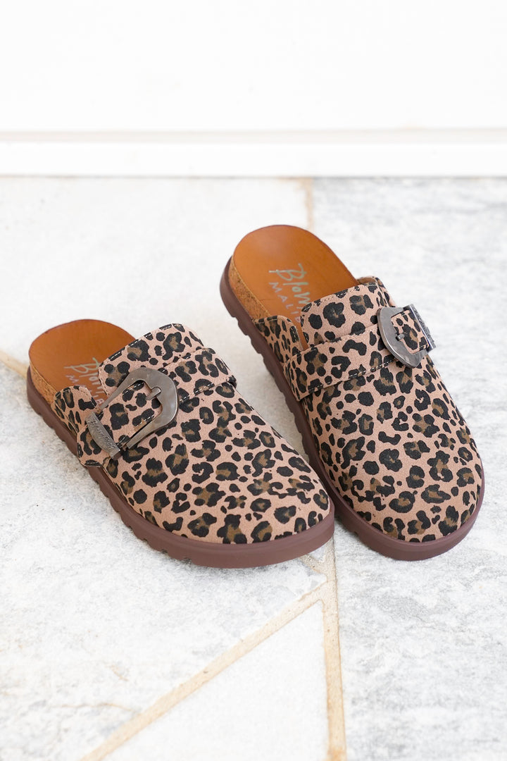 Blowfish Animal Print Slip On Clog Sandals with Buckle