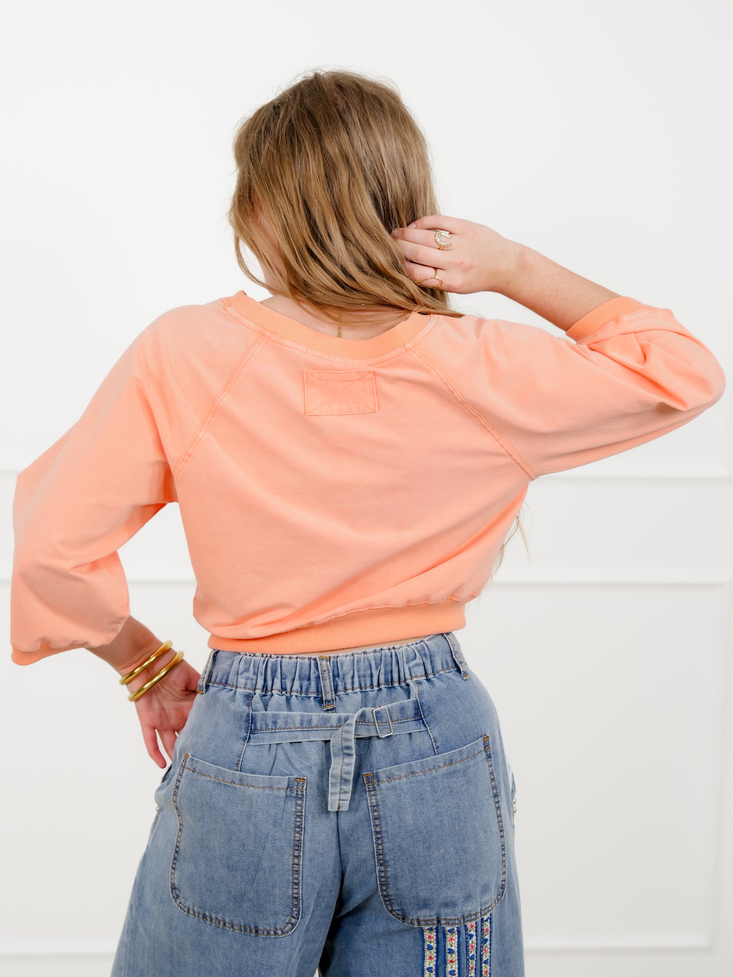 Mineral Wash 3/4 Sleeve Pullover Top