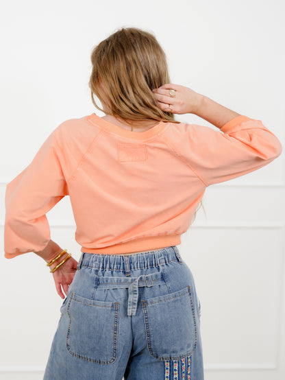 Mineral Wash 3/4 Sleeve Pullover Top