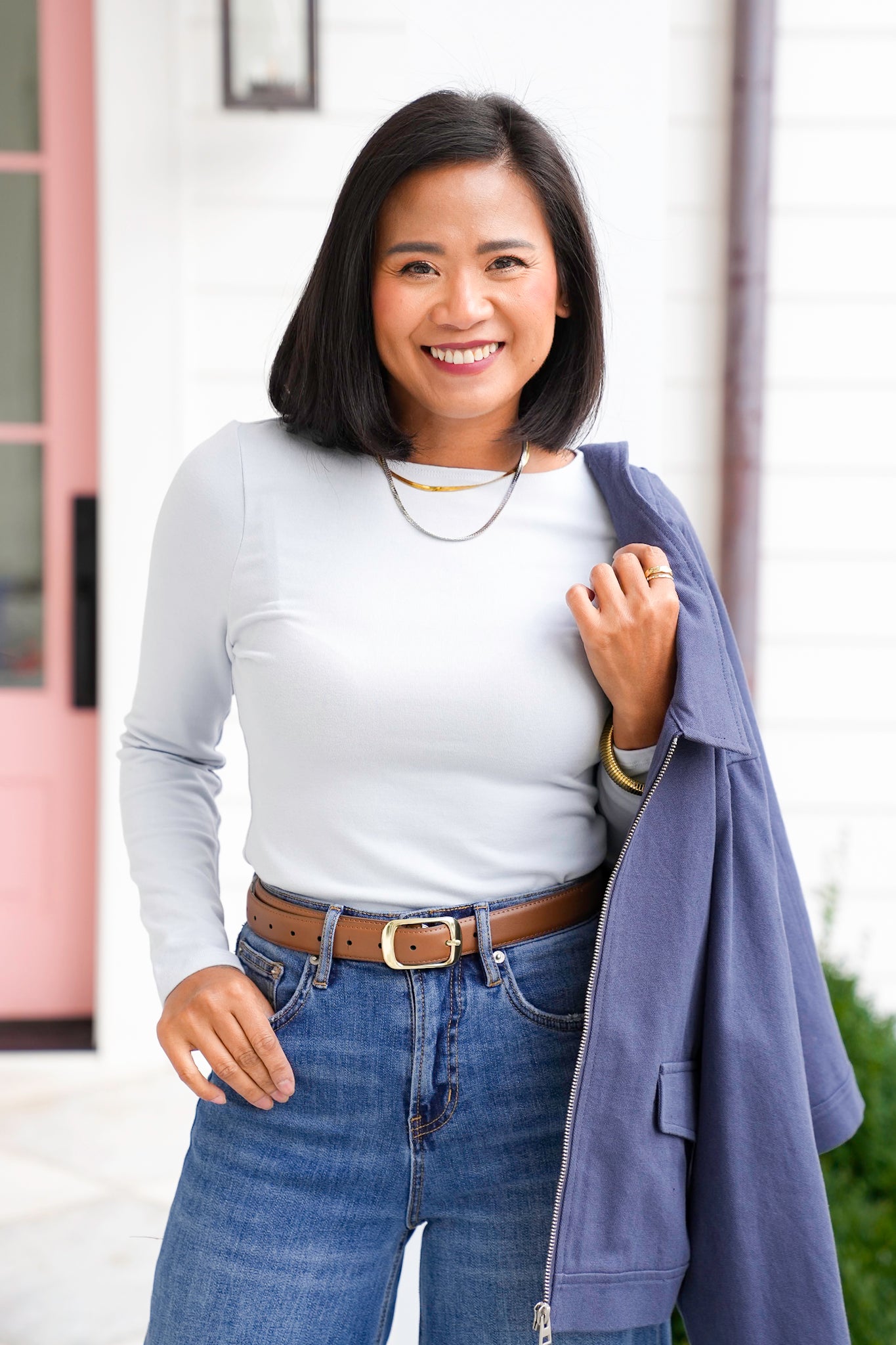 Solid Wide Neck Long Sleeve Top