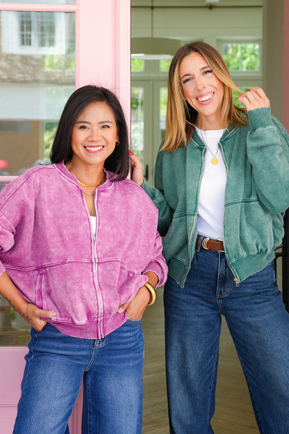 Door Buster! Zenana Acid Washed Fleece Jacket