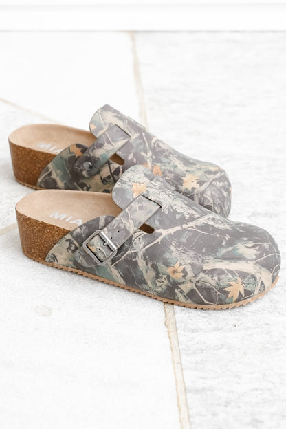 MIA Cork Footbed Clog with Camouflage Textured Upper