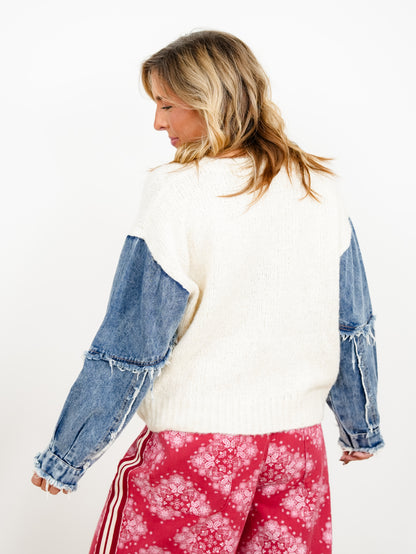 Plus/Reg Contrast Sleeve Multi Color Buttons Solid Knit Cardigan