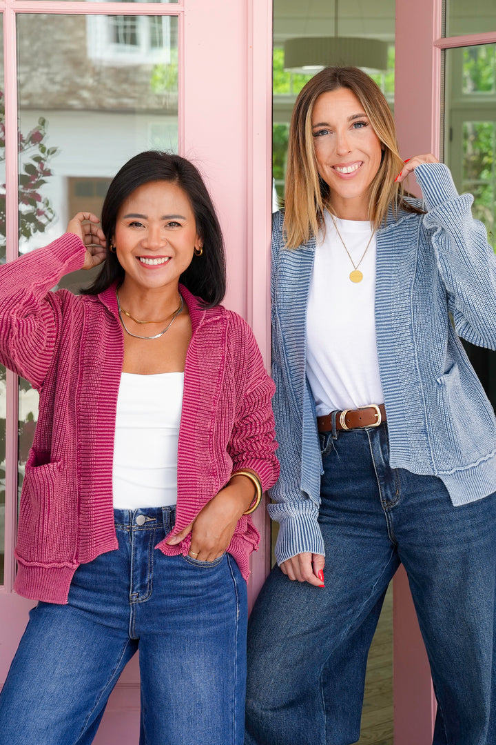 Door Buster! Zenana Washed Dropped Shoulder Cardigan with Side Pockets
