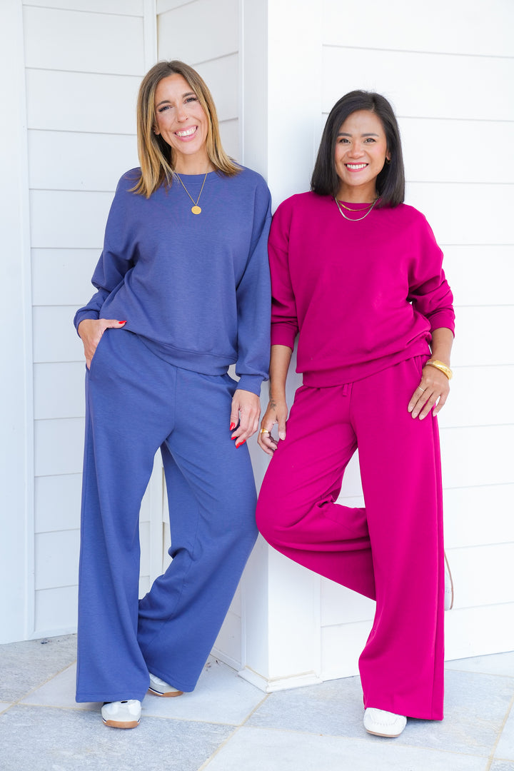 Door Buster! Zenana Scuba Crewneck Pullover & Pants Set