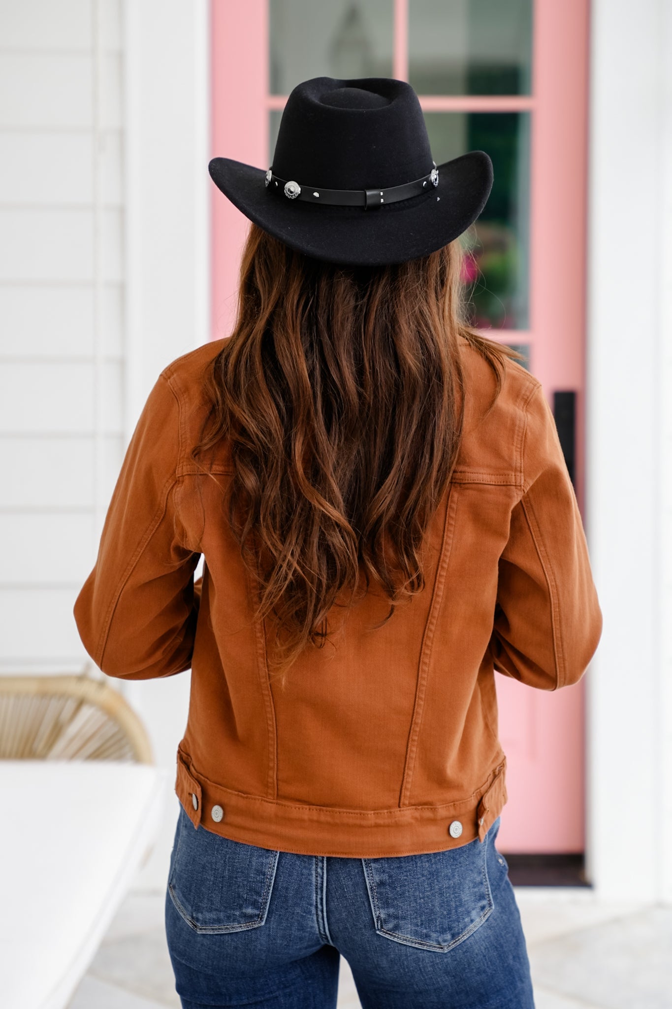Plus/Reg Judy Blue Camel Denim Long Sleeve Button Down Jacket